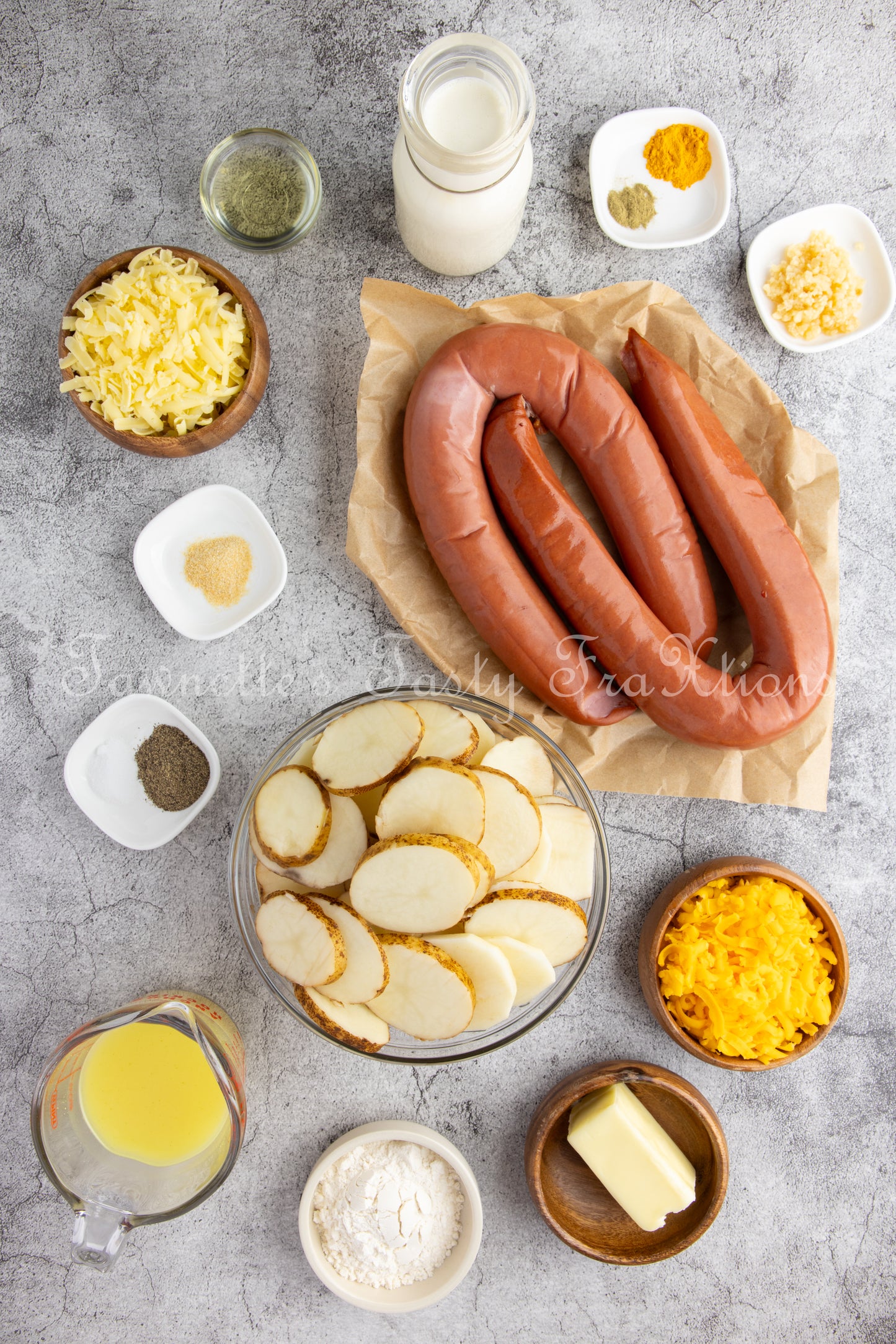 Cheesy Potatoes with Hasselback Smoked Sausage