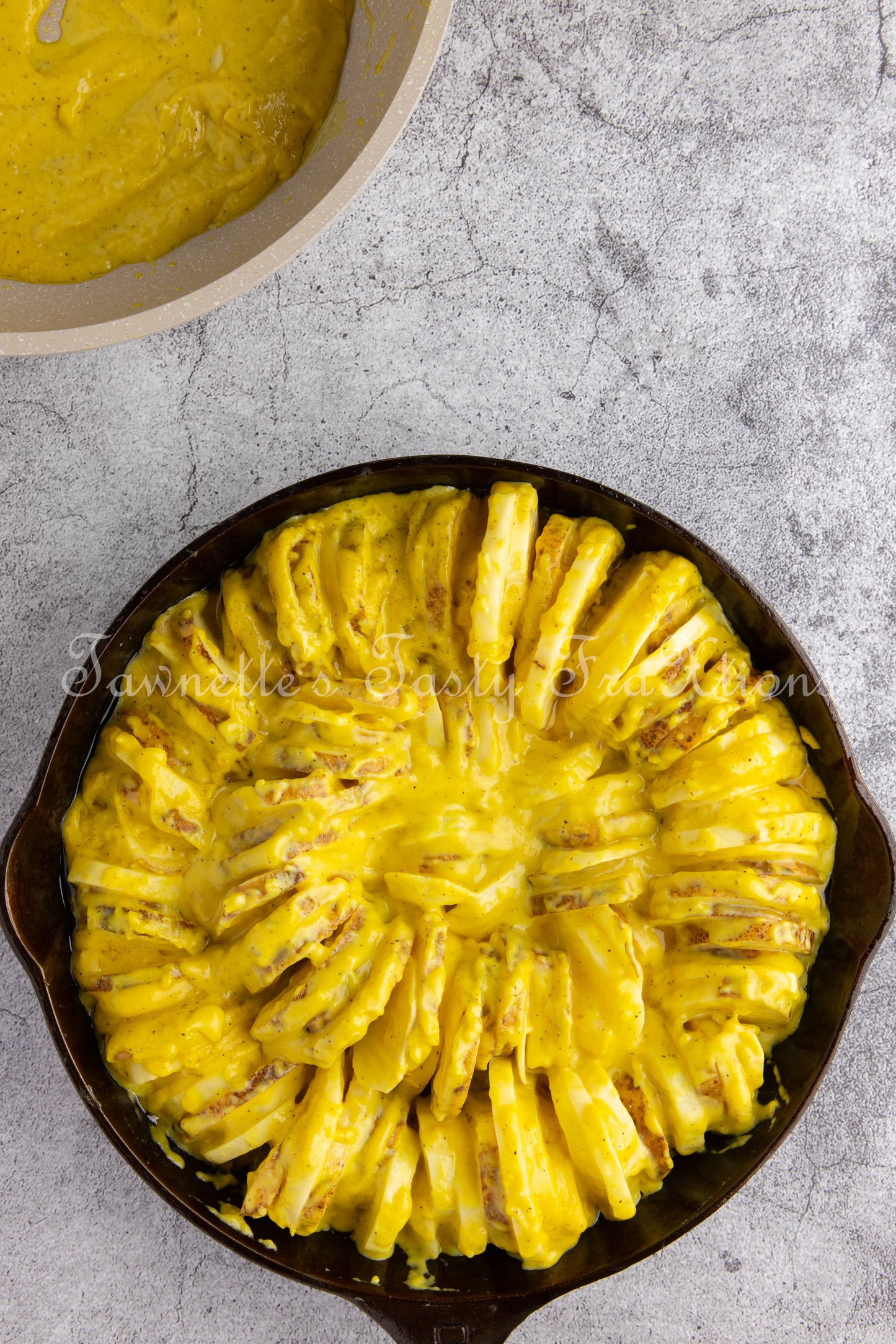 Cheesy Potatoes with Hasselback Smoked Sausage