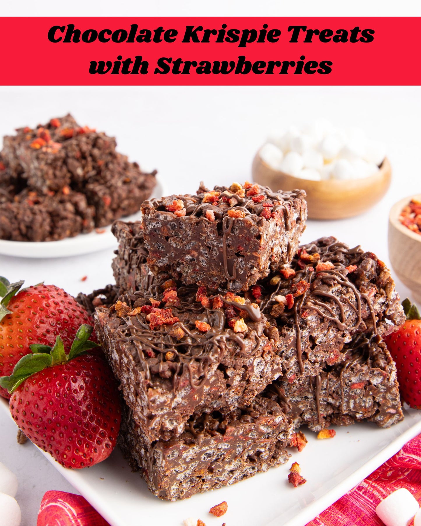 Chocolate Krispie Treats with Strawberries