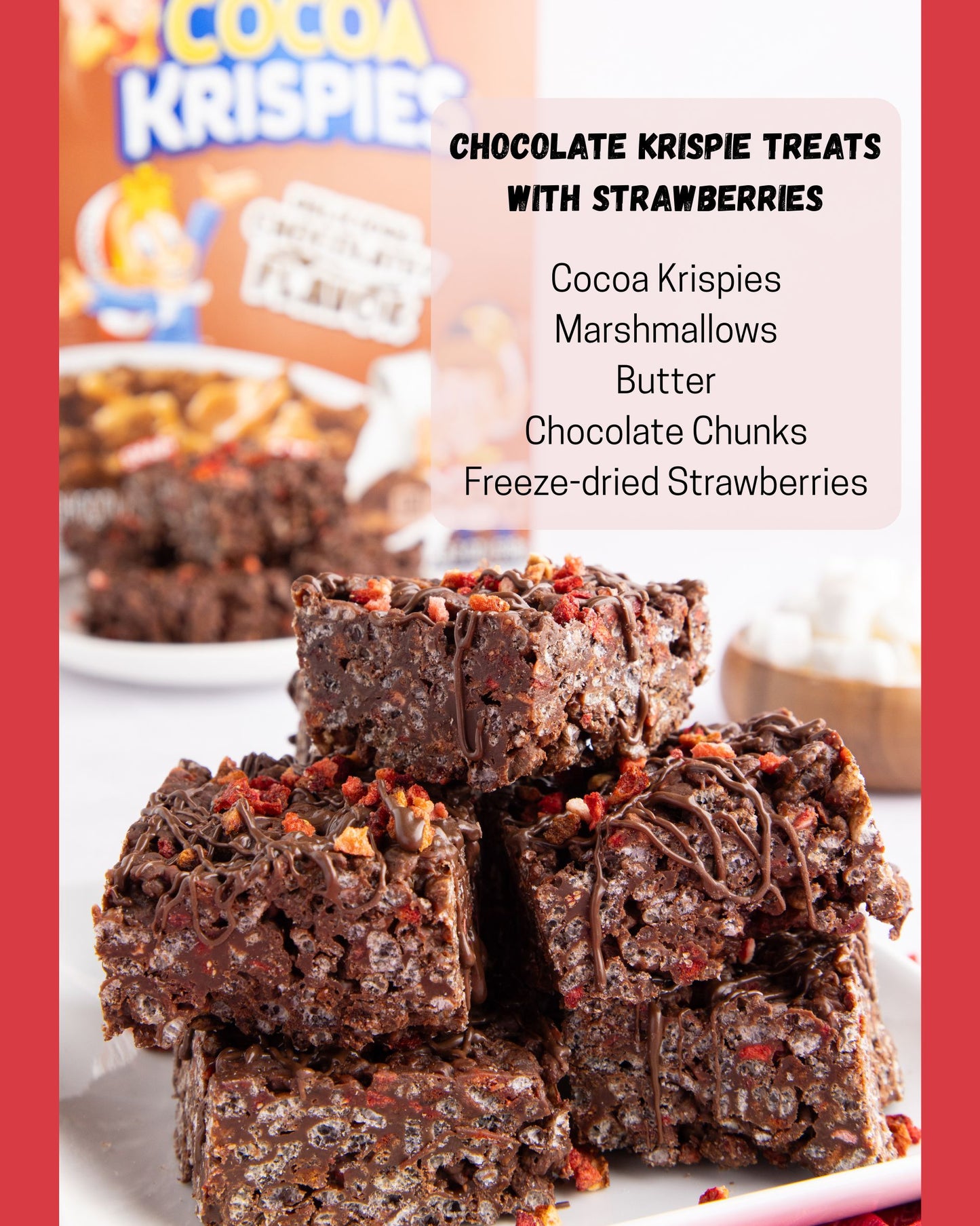 Chocolate Krispie Treats with Strawberries