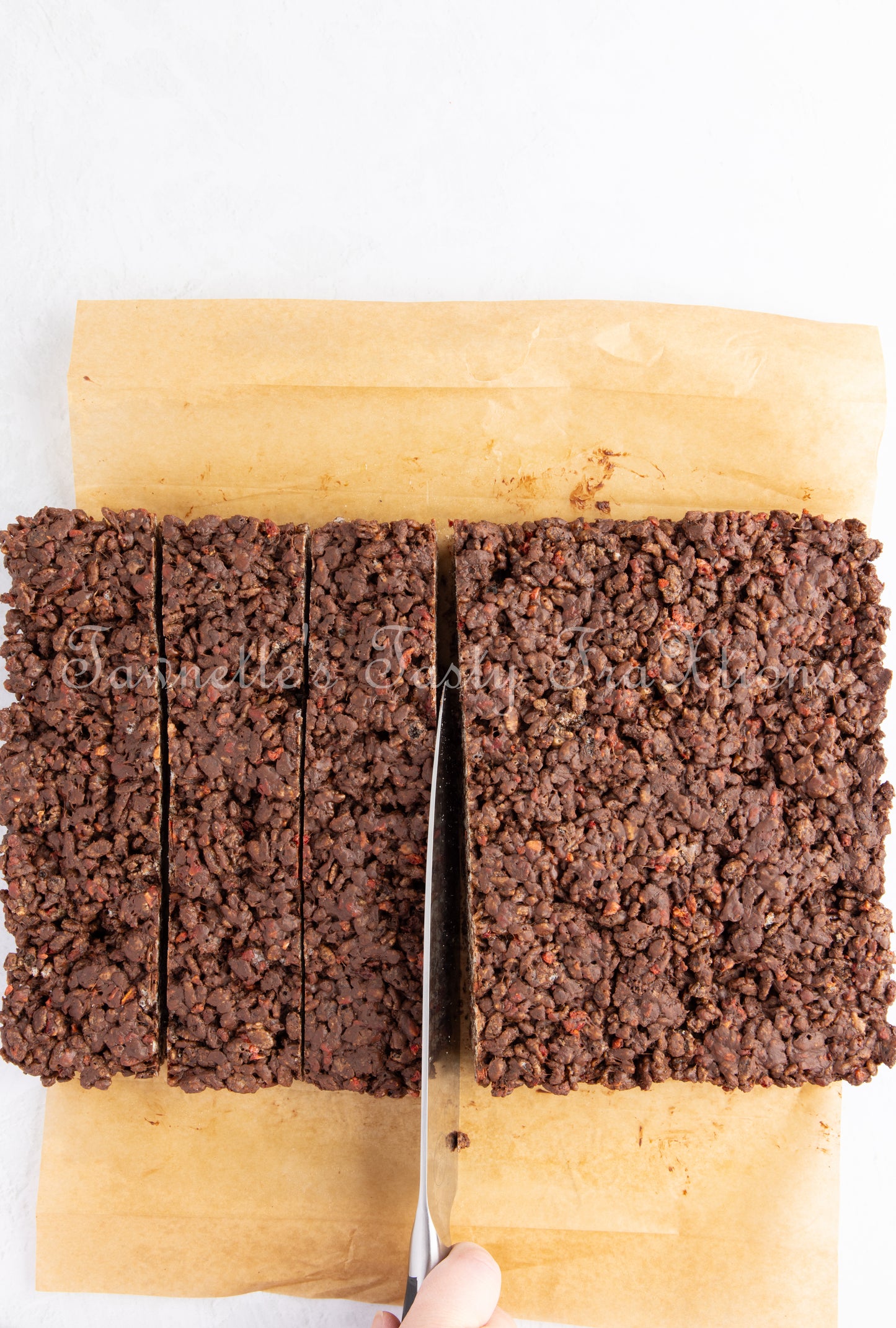 Chocolate Krispie Treats with Strawberries