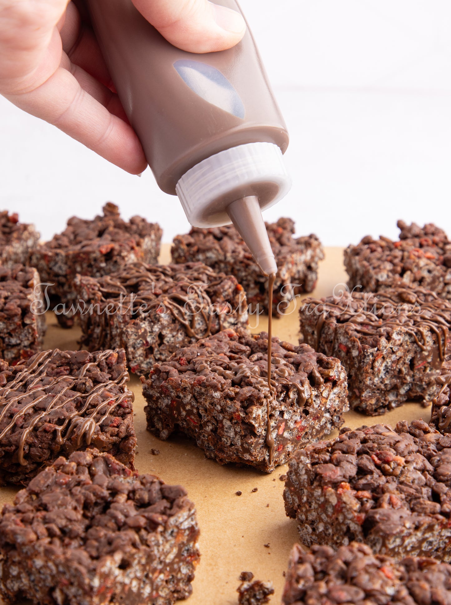 Chocolate Krispie Treats with Strawberries