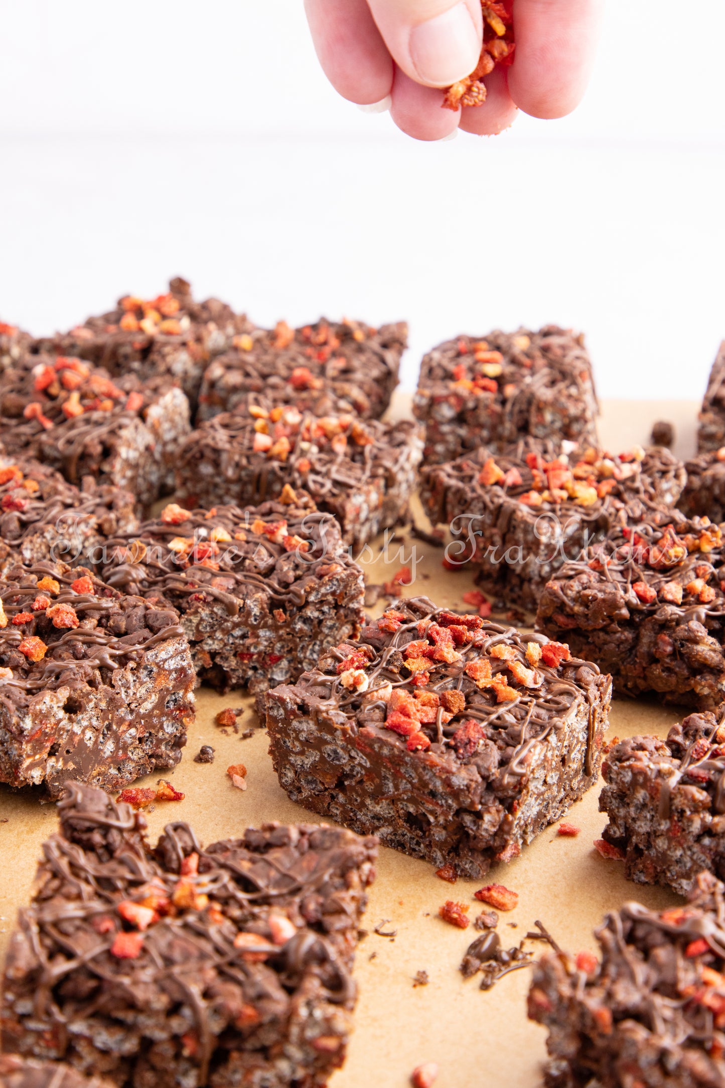 Chocolate Krispie Treats with Strawberries
