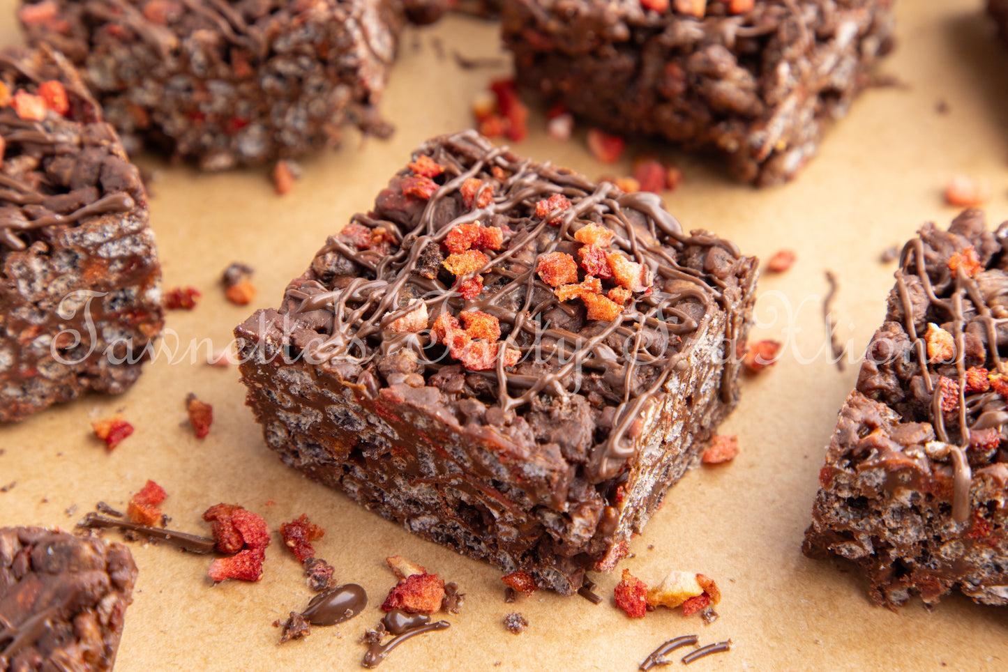 Chocolate Krispie Treats with Strawberries