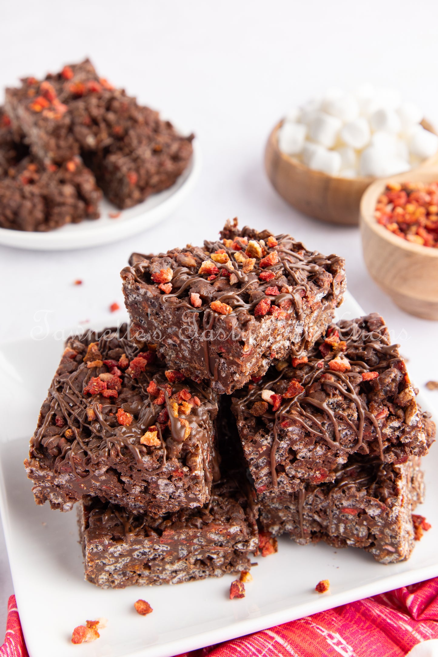 Chocolate Krispie Treats with Strawberries