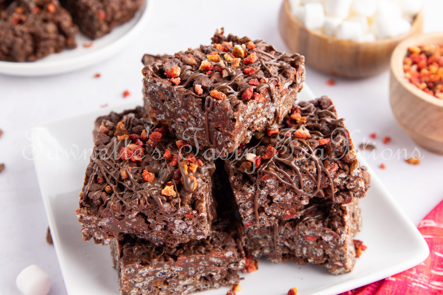 Chocolate Krispie Treats with Strawberries