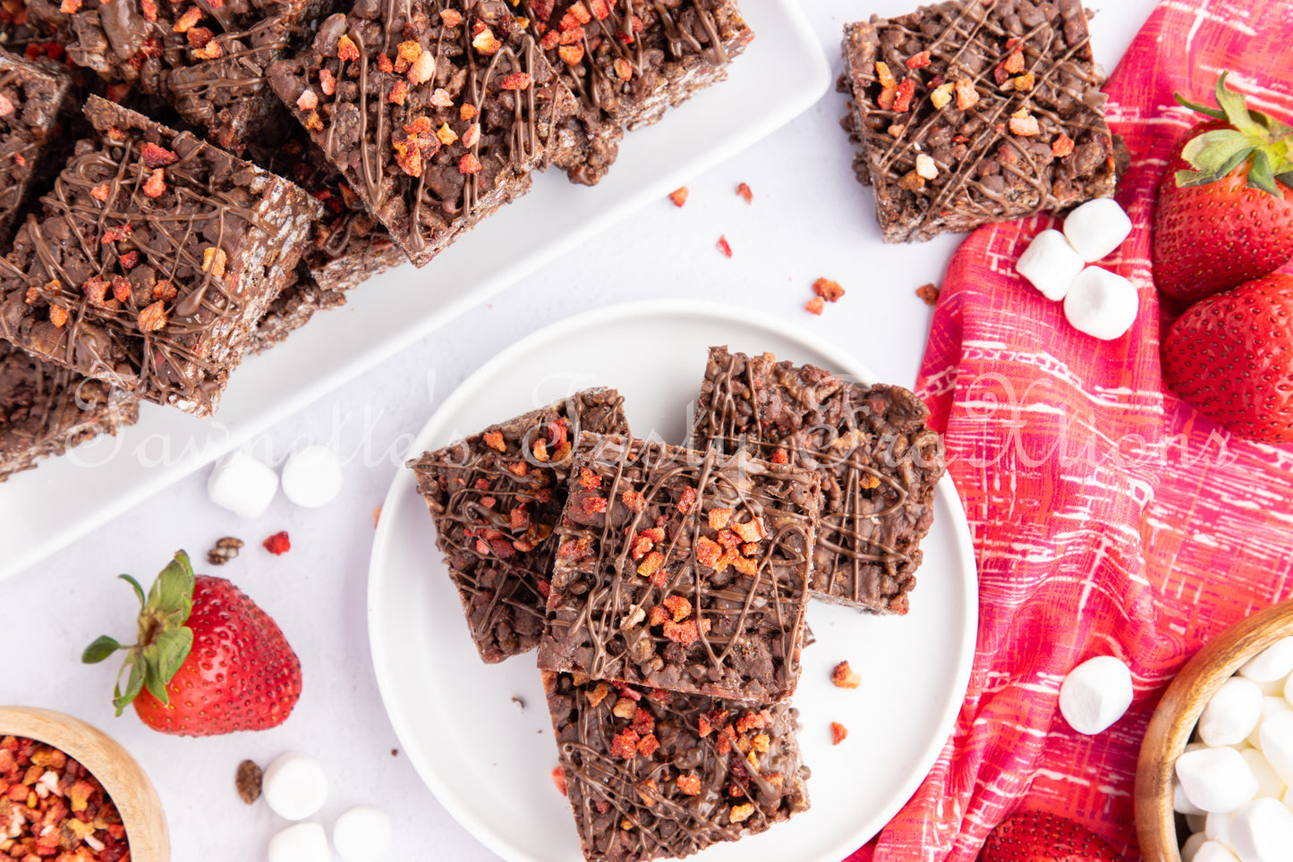 Chocolate Krispie Treats with Strawberries