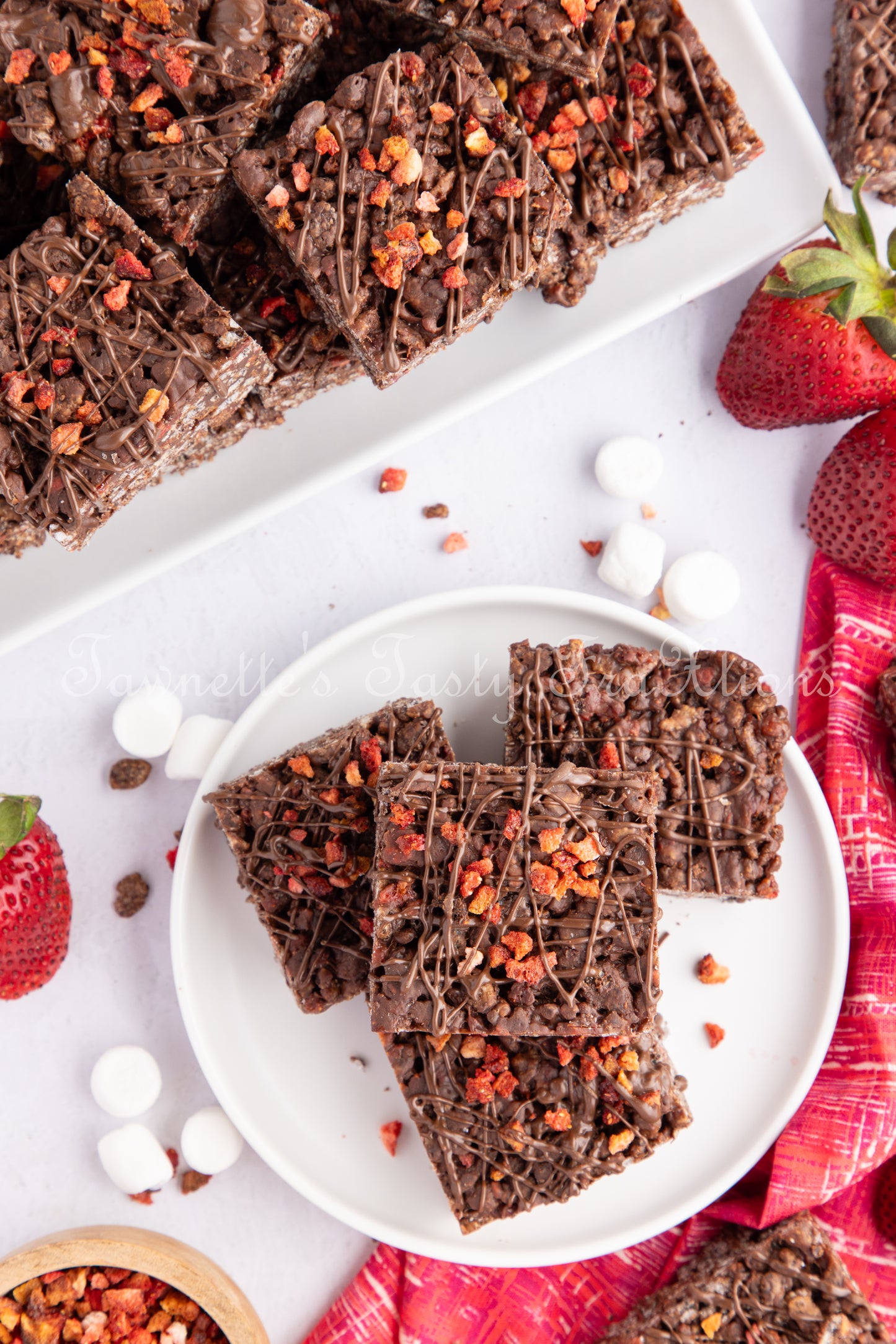 Chocolate Krispie Treats with Strawberries