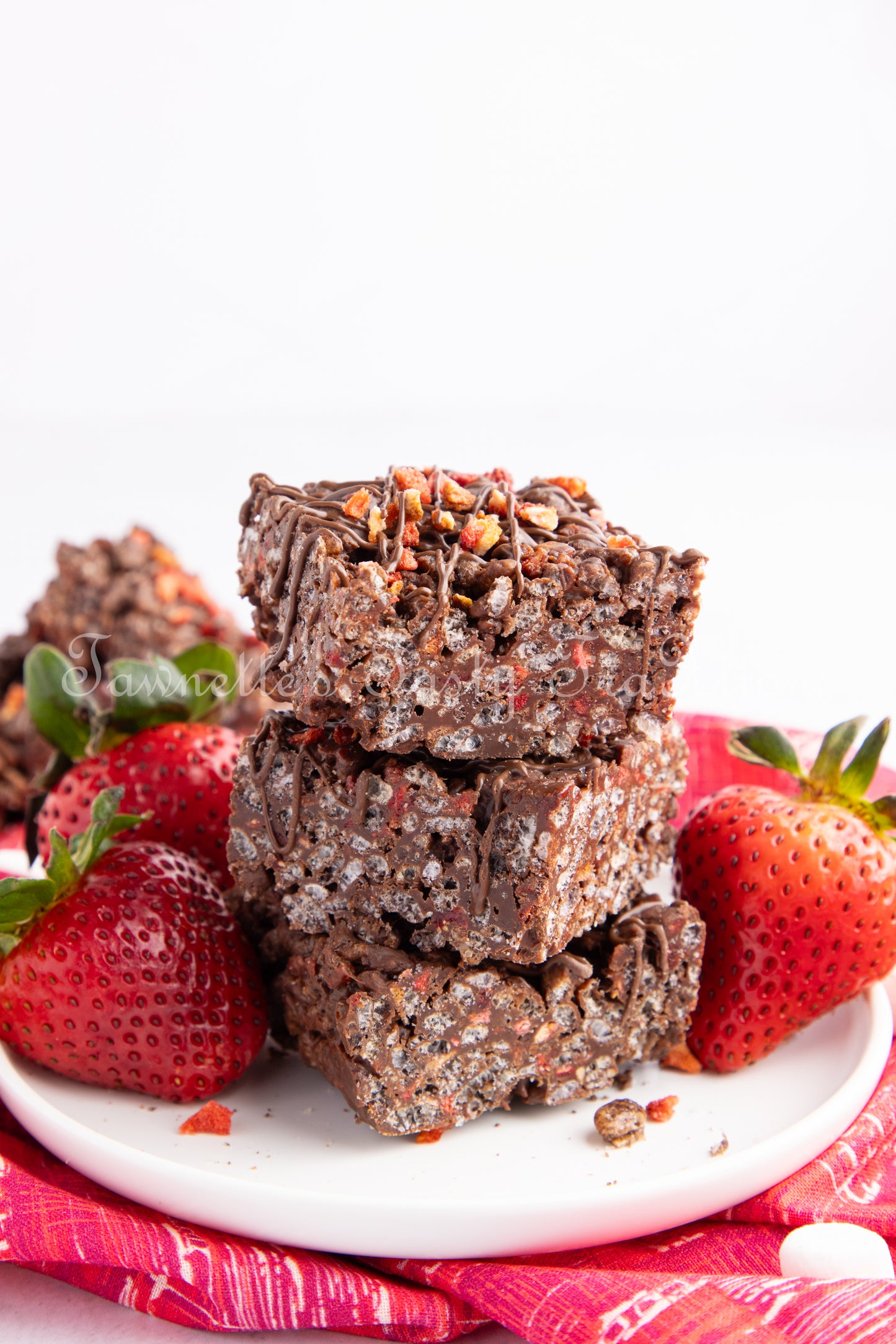 Chocolate Krispie Treats with Strawberries