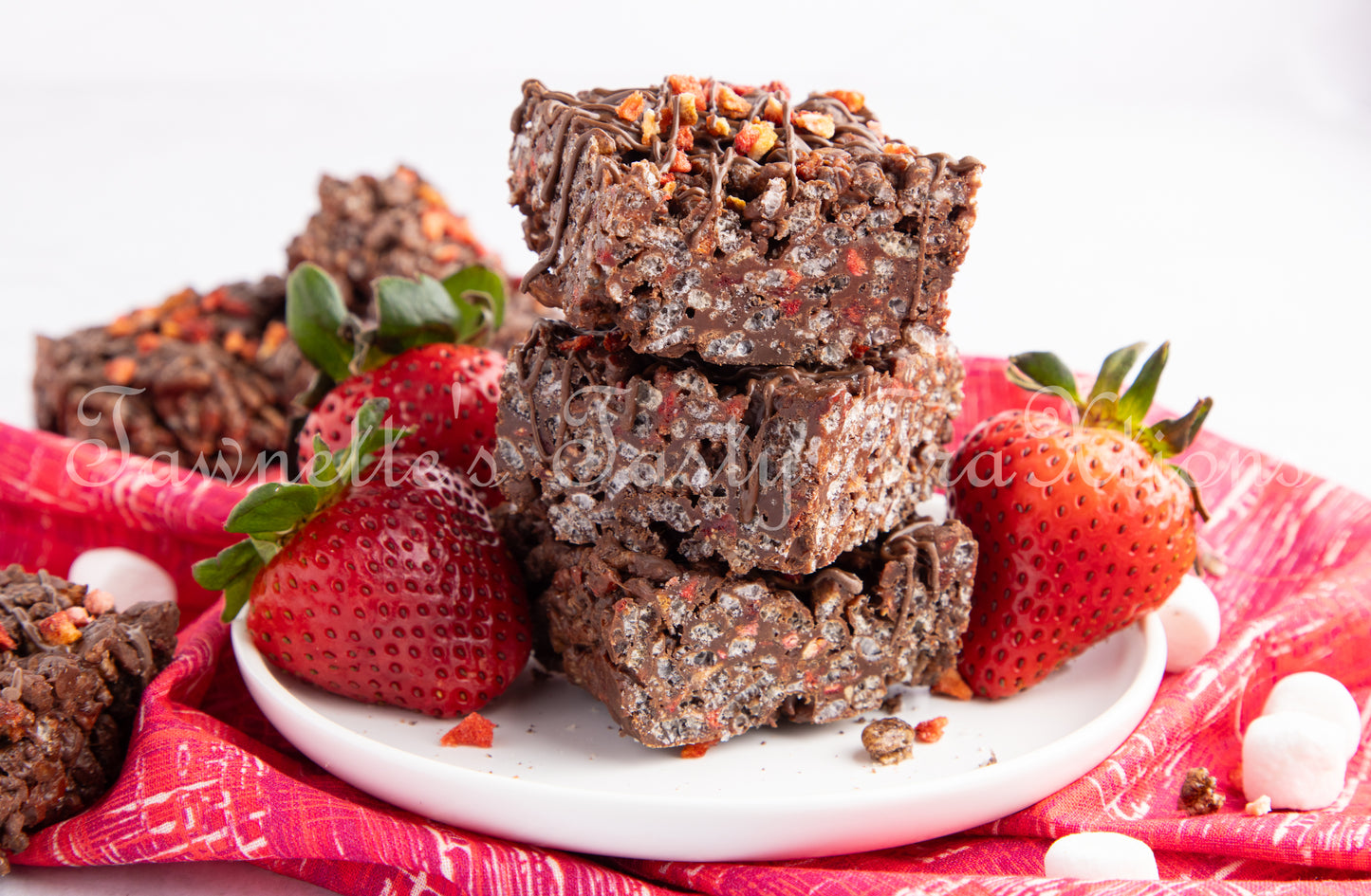 Chocolate Krispie Treats with Strawberries