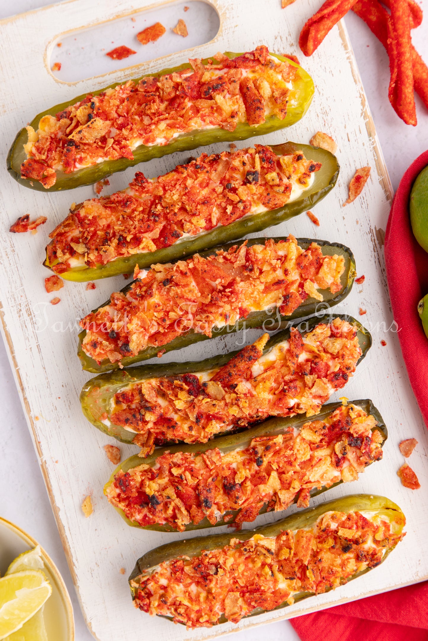 *Takis Crusted Stuffed Air Fried Pickles