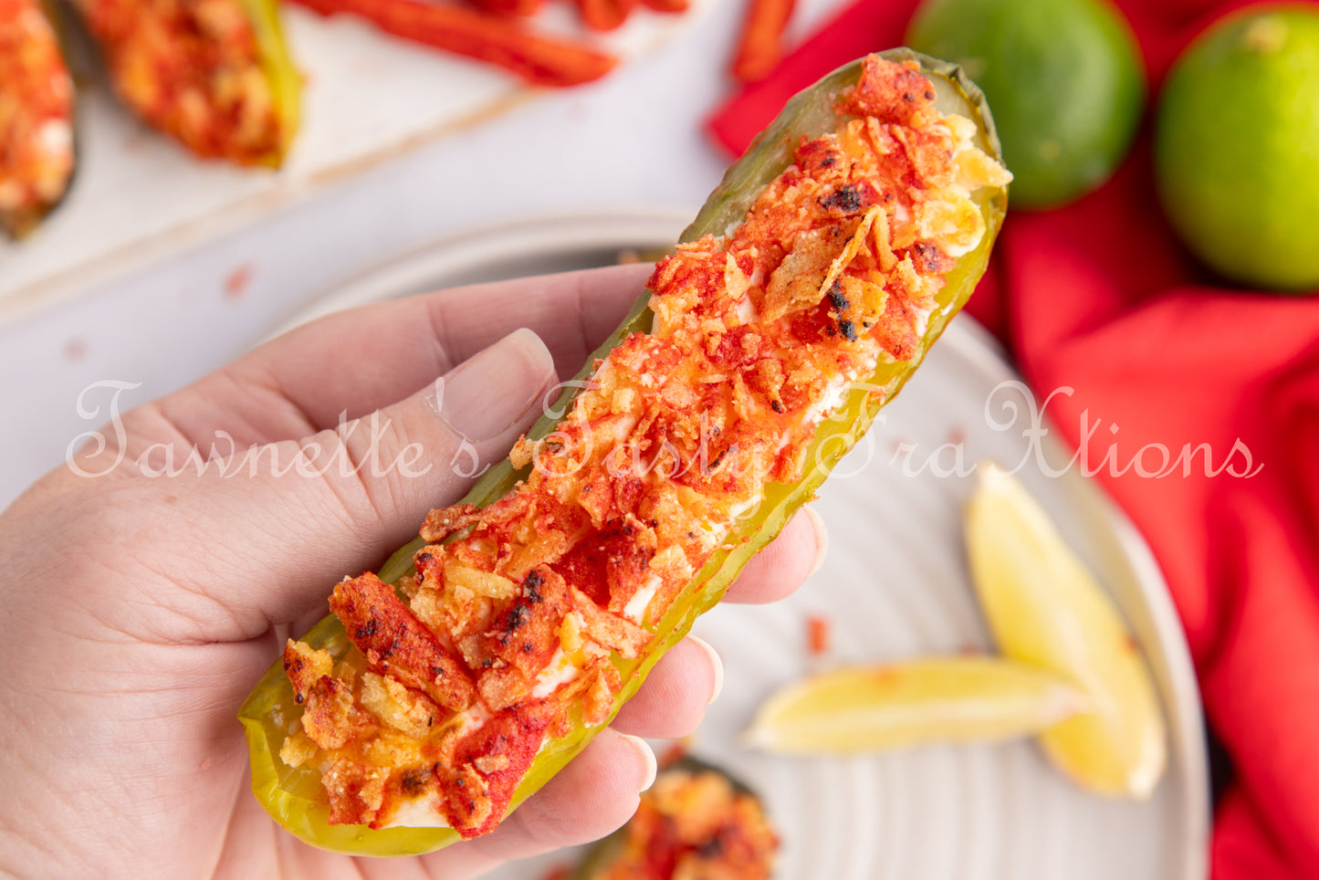 *Takis Crusted Stuffed Air Fried Pickles