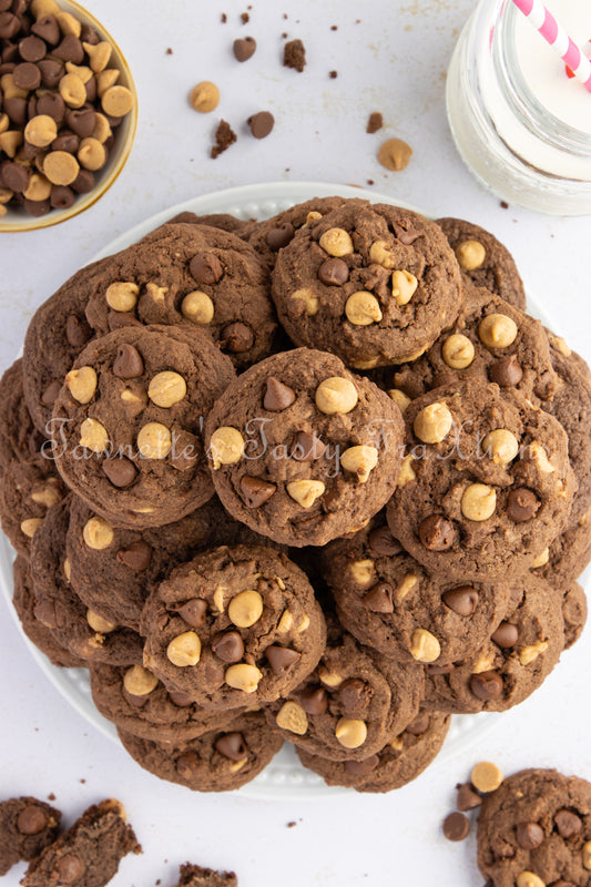 Chocolate Chocolate Chip and Peanut Butter Chip Cookies