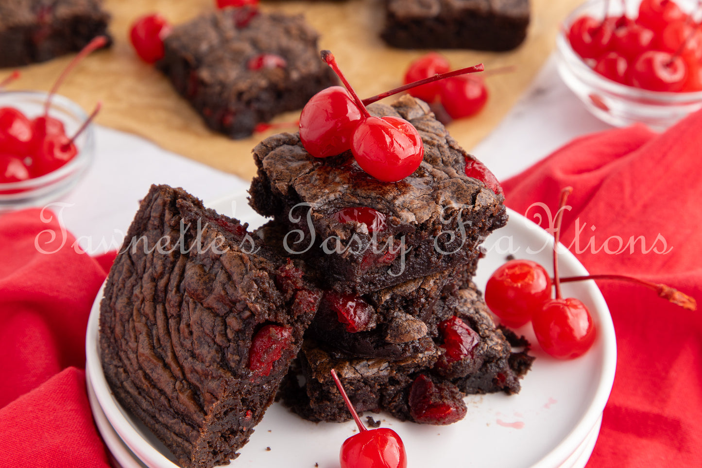 Easy Double Cherry Chocolate Brownies - Semi Exclusive (Set 1)