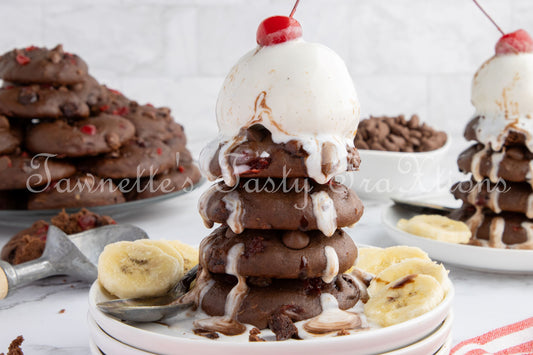 Chocolate Chocolate Chip Cookies (with a Banana Split Twist)