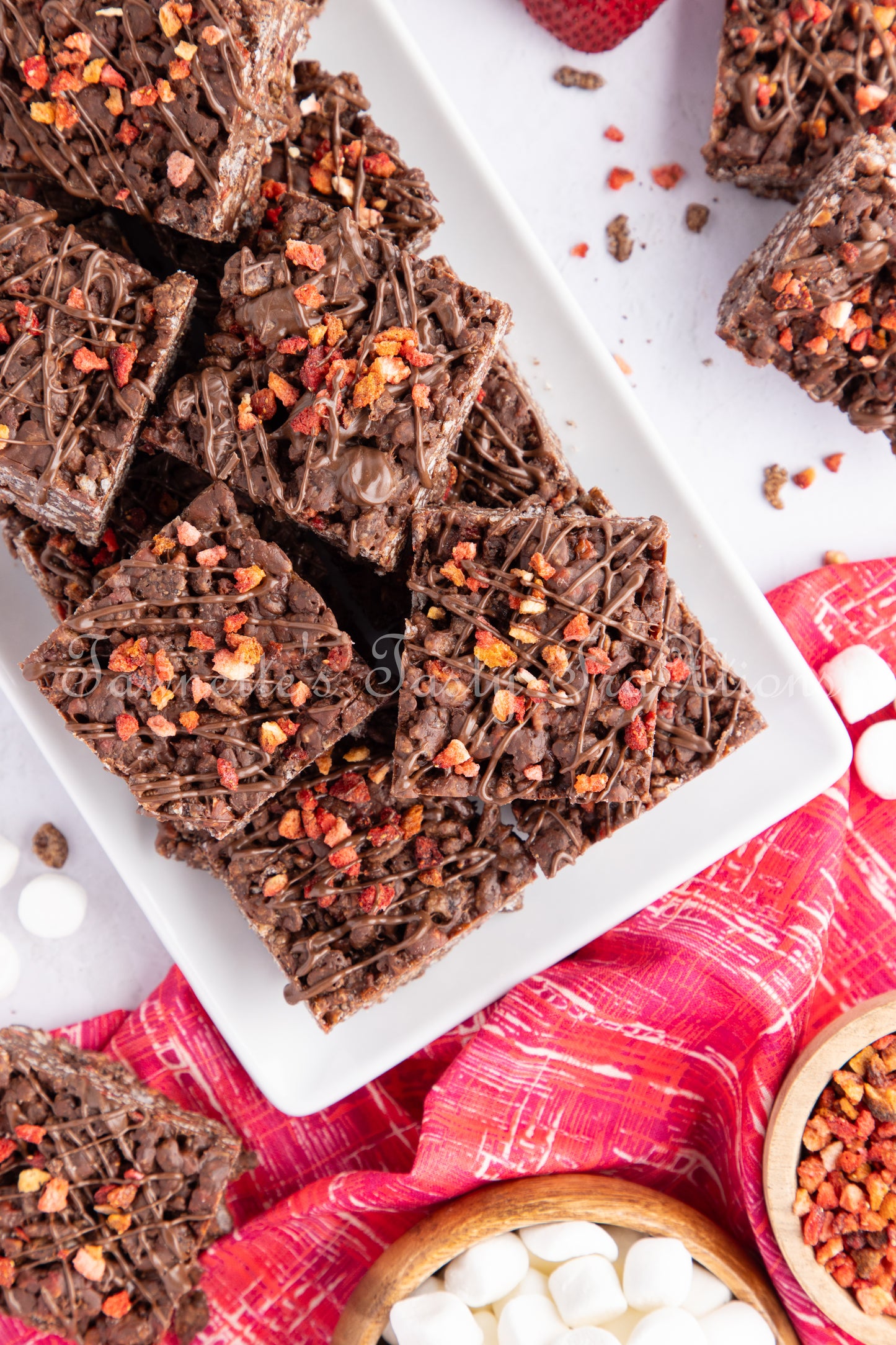 Chocolate Krispie Treats with Strawberries