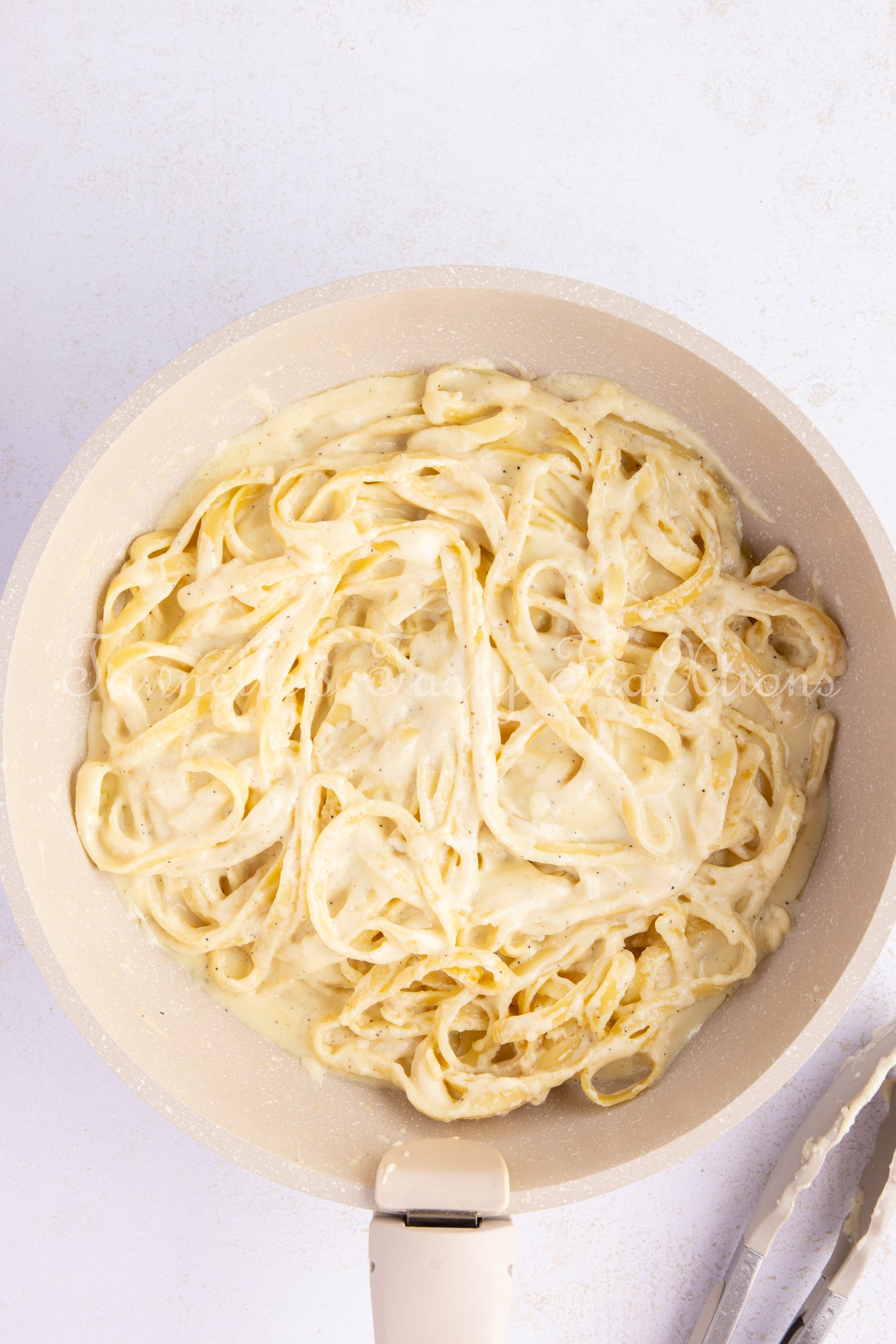 Garlic Salmon Bites with Fettuccini Alfredo